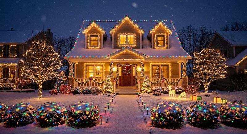 Christmas Lights Hanging in Olathe, KS